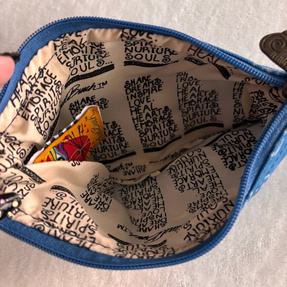 Laurel Burch Blue Canvas Makeup Bag Swirl Indigo Cat Cosmetic Travel India Poly - Picture 3 of 9